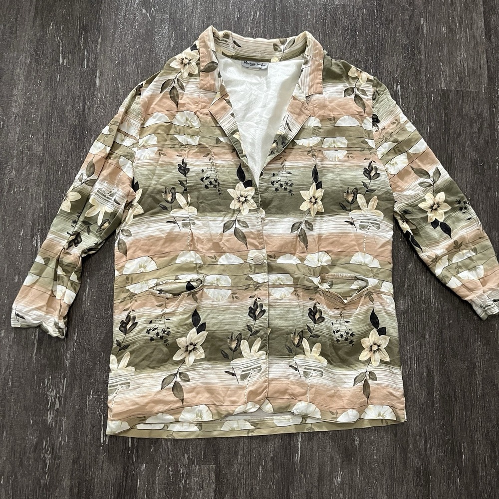 Vintage Michael Taylor Blazer Jacket Womens Size 2X Floral Artsy Boho